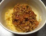 免疫力ＵＰ！俺のキムチ納豆丼に卵プラス！作り方5写真