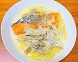 牛乳消費！鮭のスープパスタ作り方6写真