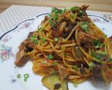 ワンポットで♡鯖と茄子のトマト味噌パスタ作り方5写真