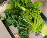 かつお菜と豚肉の卵炒め作り方1写真