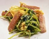 豆苗とスパムの卵炒め作り方6写真