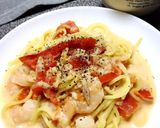 エビとトマトのクリームパスタ作り方8写真