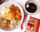 卵黄☆豚キムチ冷やしうどん作り方5写真