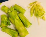 アメリカで★ブロッコリーの芯で塩きんぴら作り方1写真