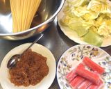 簡単！キャベツとなめ茸のパスタ作り方1写真