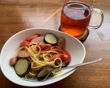 茄子とソーセージのランチパスタ作り方2写真