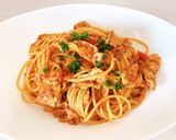 ランチmenu*ハーブポークトマトパスタ作り方4写真