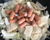 皮なしウィンナーで酢豚風〜ケチャップあん作り方1写真
