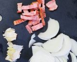 新玉ねぎとベーコンと桜えびのスパゲティー作り方1写真