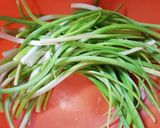 島らっきょうの茎の卵炒め作り方1写真