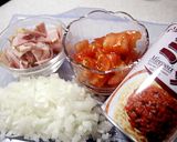 ミートソース缶で！コクのあるミートスパ作り方1写真