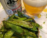絹さや　塩炒め　簡単おつまみ作り方3写真
