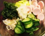 春キャベツとお魚ソーセージの和風サラダ作り方5写真