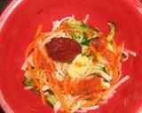 蒸した鶏むね肉と千切り野菜のキムチ風作り方5写真