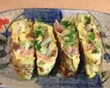 懐かしい味，ハムとねぎ入りの卵焼き作り方5写真