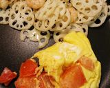 エビ蓮根卵トマト炒め作り方6写真