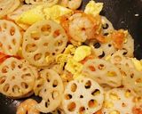 エビ蓮根卵トマト炒め作り方7写真