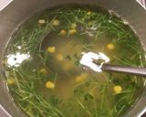 豆苗、コーン、ふわふわ卵のスープ作り方3写真