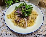 簡単★赤みず菜としらすのペペロンチーノ作り方5写真