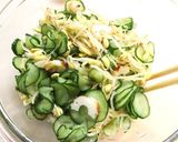 かつお削り節を足す★きゅうり豆もやし竹輪の酢の物作り方5写真