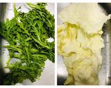 ビニール袋で混ぜる 春菊で うどん餃子作り方1写真