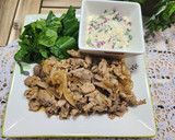 豚の生姜焼き（赤みず菜ソースがけ）作り方4写真