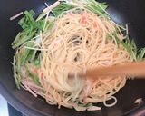 カニカマと水菜の和風スパゲッティ作り方4写真