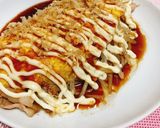 余り物で豚バラもやしのとんぺい焼き作り方8写真