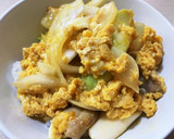 長ネギと玉ねぎと鶏肉の親子丼作り方6写真
