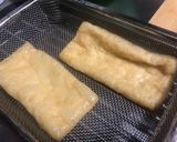 簡単おつまみ☆ニラ肉入り焼き油揚げ作り方2写真