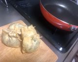 簡単おつまみ☆ニラ肉入り焼き油揚げ作り方5写真