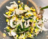 麺つゆでほうれん草ツナコーン新玉の和え物作り方3写真