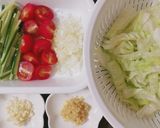 肉味噌あんのサラダうどん作り方1写真