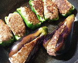 ＊なすのはさみ焼き＆ピーマンの肉詰め＊作り方5写真