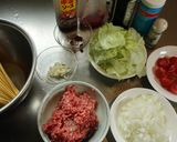 簡単！ミートソースとレタスのパスタ作り方1写真
