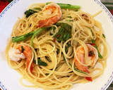 簡単本格的☆菊菜とエビのペペロンチーノ作り方8写真