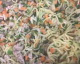 冷やし中華の麺でモダン焼き風作り方4写真