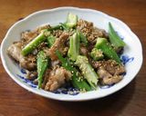 オクラと豚肉の胡麻炒め作り方7写真