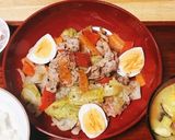 豚肉と野菜の炒め物定食作り方3写真