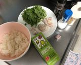 とり肉と水菜のごま豆乳スープライス作り方1写真