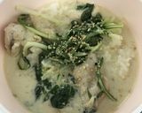 とり肉と水菜のごま豆乳スープライス作り方6写真