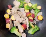 ♡豚肉と薩摩芋とブロッコリーのマヨ炒め♡作り方5写真