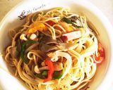 時短:きのことベーコンの彩りパスタ作り方10写真