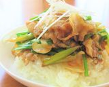 ガッツリ飯！ 豚バラ肉のニラにんにく丼作り方5写真
