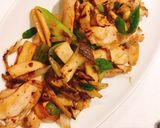 ネギとエリンギと鶏もも肉バター醤油炒め☆作り方4写真