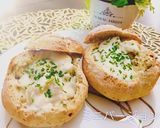 フランスパンで食べる器　クラムチャウダー作り方10写真