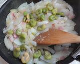 空豆と新玉ねぎのガリバタ醤油☆チーズ風味作り方6写真
