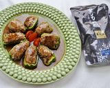丸ごと肉詰めピーマン〜黒もつ鍋あんかけ〜作り方4写真