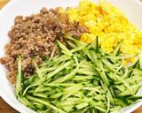 ひき肉と卵ときゅうりで三色丼作り方10写真