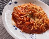 乾麺の冷麦で簡単トマトソースパスタ風作り方7写真